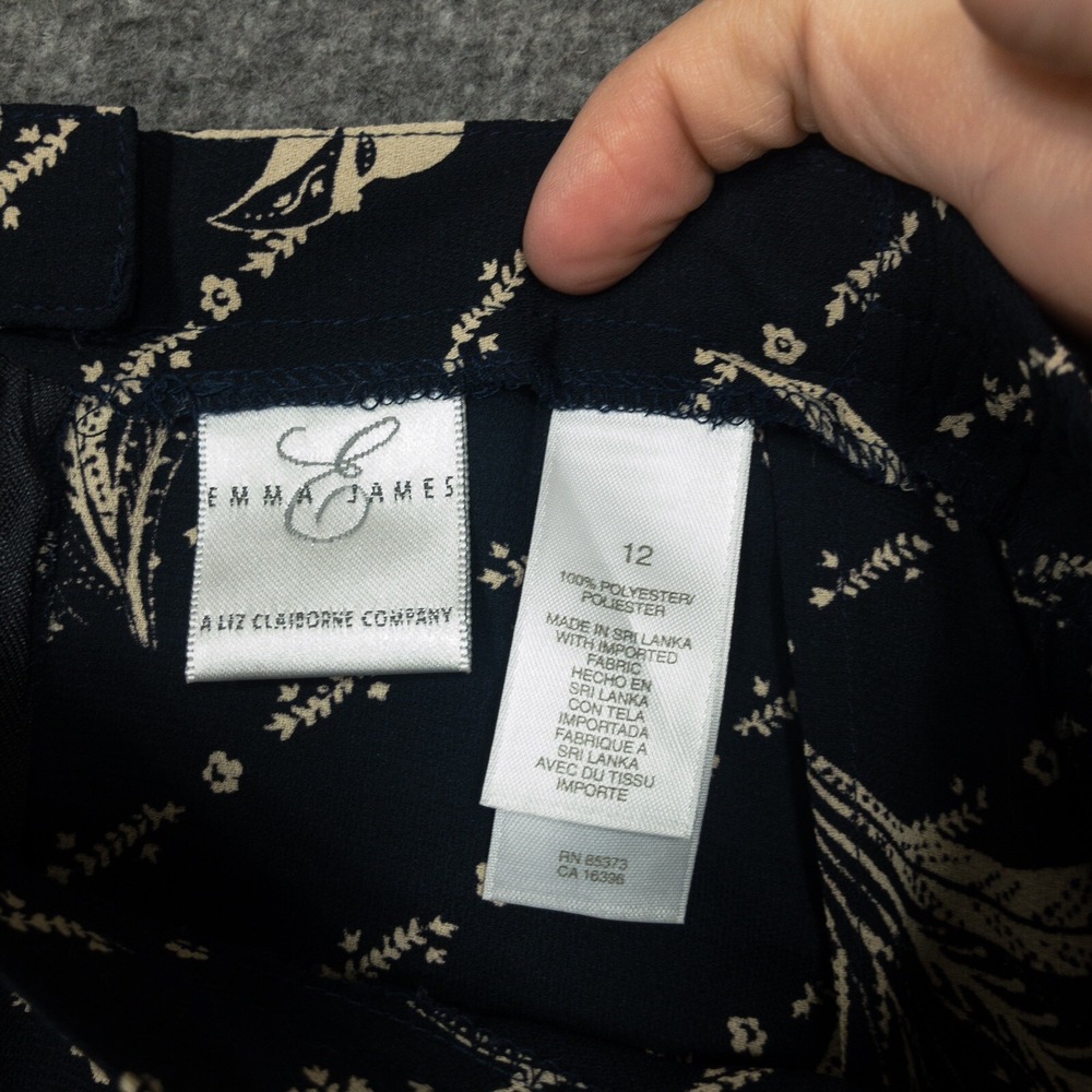 Emma James Liz Claiborne Skirt Women's 12 Black Floral A-Line Midi Polyester - Picture 7 of 11